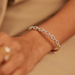 Interlinked Diamond Paperclip Oval Bracelet, 14K Solid Gold, 1 ct Lab Grown Diamond-2