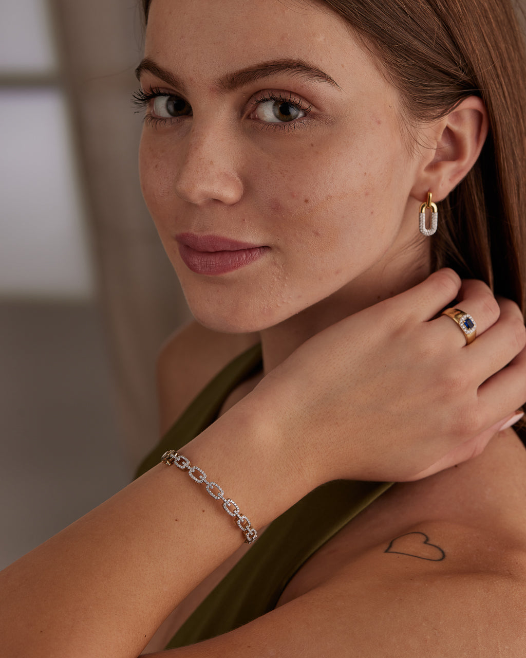 Interlinked Diamond Paperclip Oval Bracelet, 14K Gold Vermeil, 1 ct Lab Grown Diamond-4