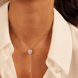 Adjustable Heart Diamond Lariat Necklace