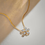 Floral Diamond Necklace, 14K Solid Gold, 1/3 ct Lab Grown Diamond-6