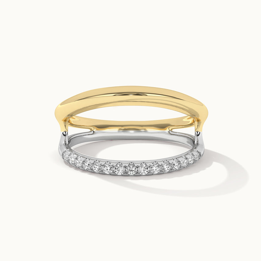 Wide Two-Tone Band, 14K Gold Vermeil, 1/4 ct Lab Grown Diamond-4