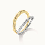Wide Two-Tone Band, 14K Gold Vermeil, 1/4 ct Lab Grown Diamond-7