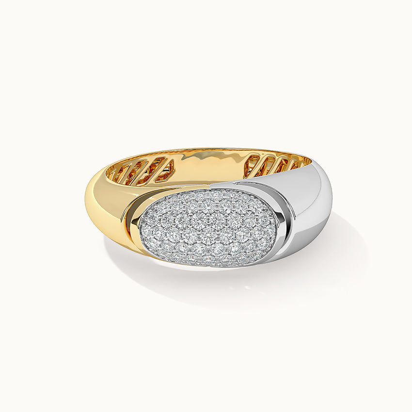 Two-Tone Dome Ring, 14K Gold Vermeil, 1/3 ct Lab Grown Diamond-3