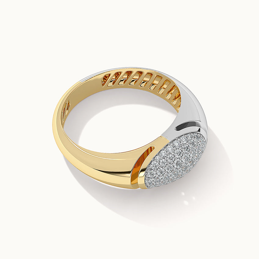 Two-Tone Dome Ring, 14K Gold Vermeil, 1/3 ct Lab Grown Diamond-6