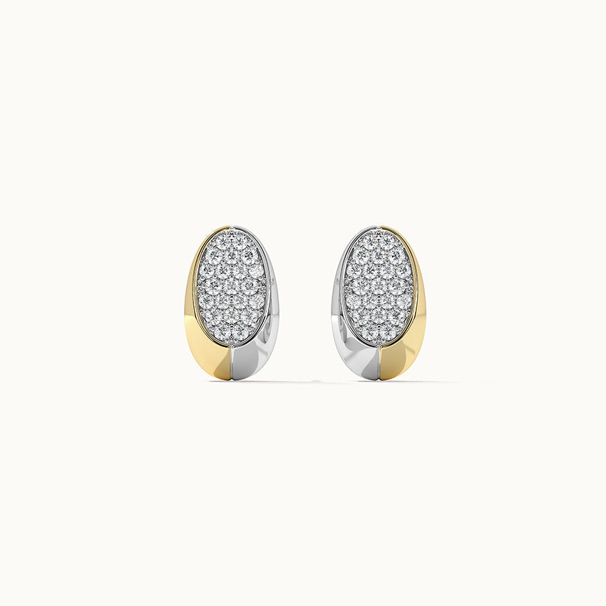 Two-Tone Oval Studs, 14K Solid Gold, 3/8 ct Lab Grown Diamond-6