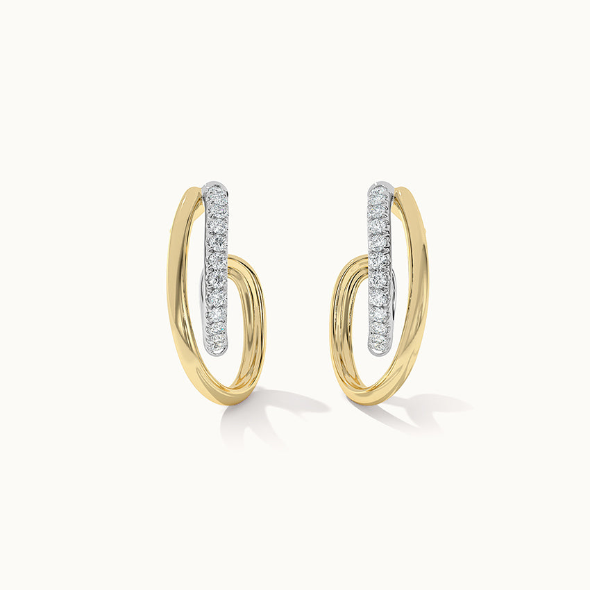 Two-Tone Twisted Hoops, 14K Solid Gold, 1/3 ct Lab Grown Diamond-3