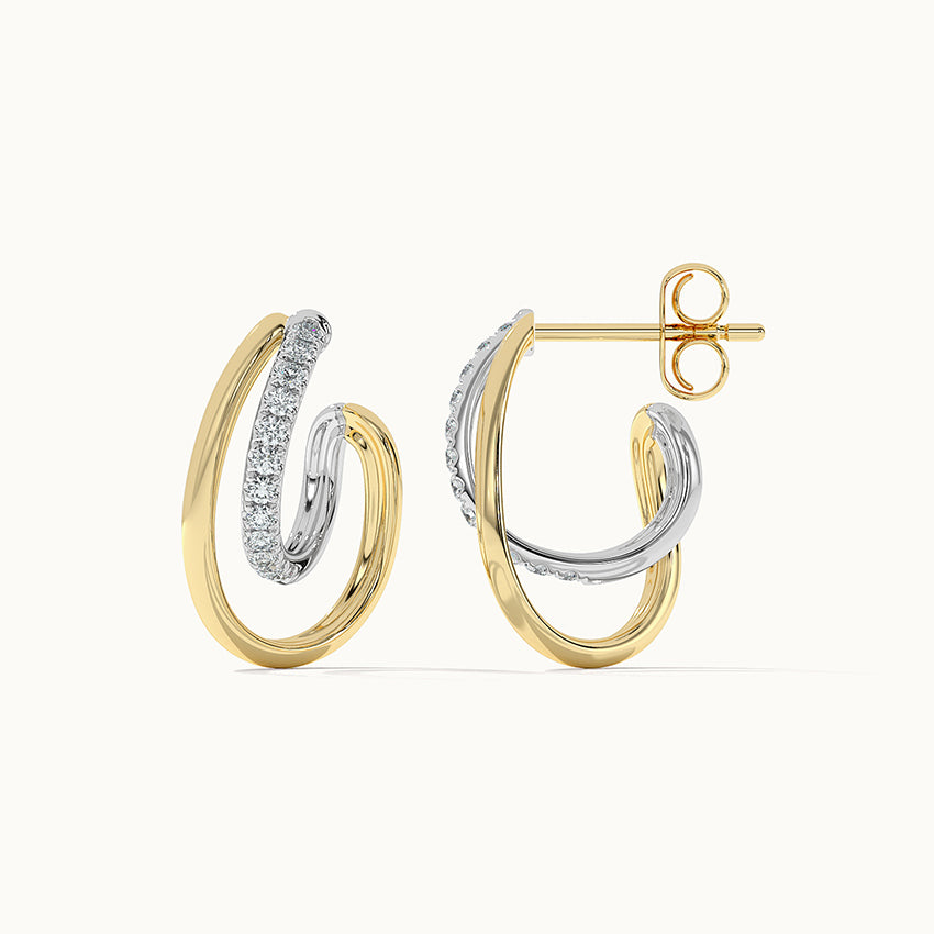 Two-Tone Twisted Hoops, 14K Gold Vermeil, 1/3 ct Lab Grown Diamond-6