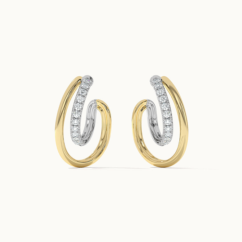 Two-Tone Twisted Hoops, 14K Solid Gold, 1/3 ct Lab Grown Diamond-7