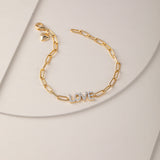 Love Diamond Paperclip Bracelet, 14K Solid Gold, 1/4 ct Lab Grown Diamond-6