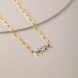 Mom Diamond Paperclip Necklace, 14K Solid Gold, 1/4 ct Lab Grown Diamond-5