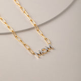 Mom Diamond Paperclip Necklace, 14K Gold Vermeil, 1/4 ct Lab Grown Diamond-5