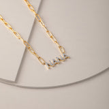Nana Diamond Paperclip Necklace, 14K Solid Gold, 1/4 ct Lab Grown Diamond-4