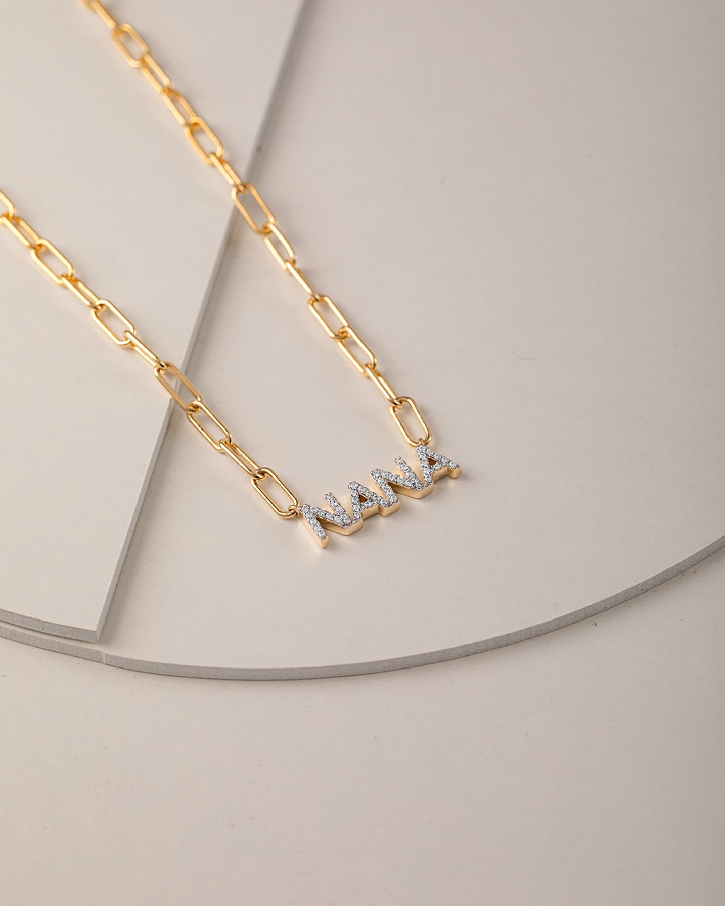 Nana Diamond Paperclip Necklace, 14K Solid Gold, 1/4 ct Lab Grown Diamond-4