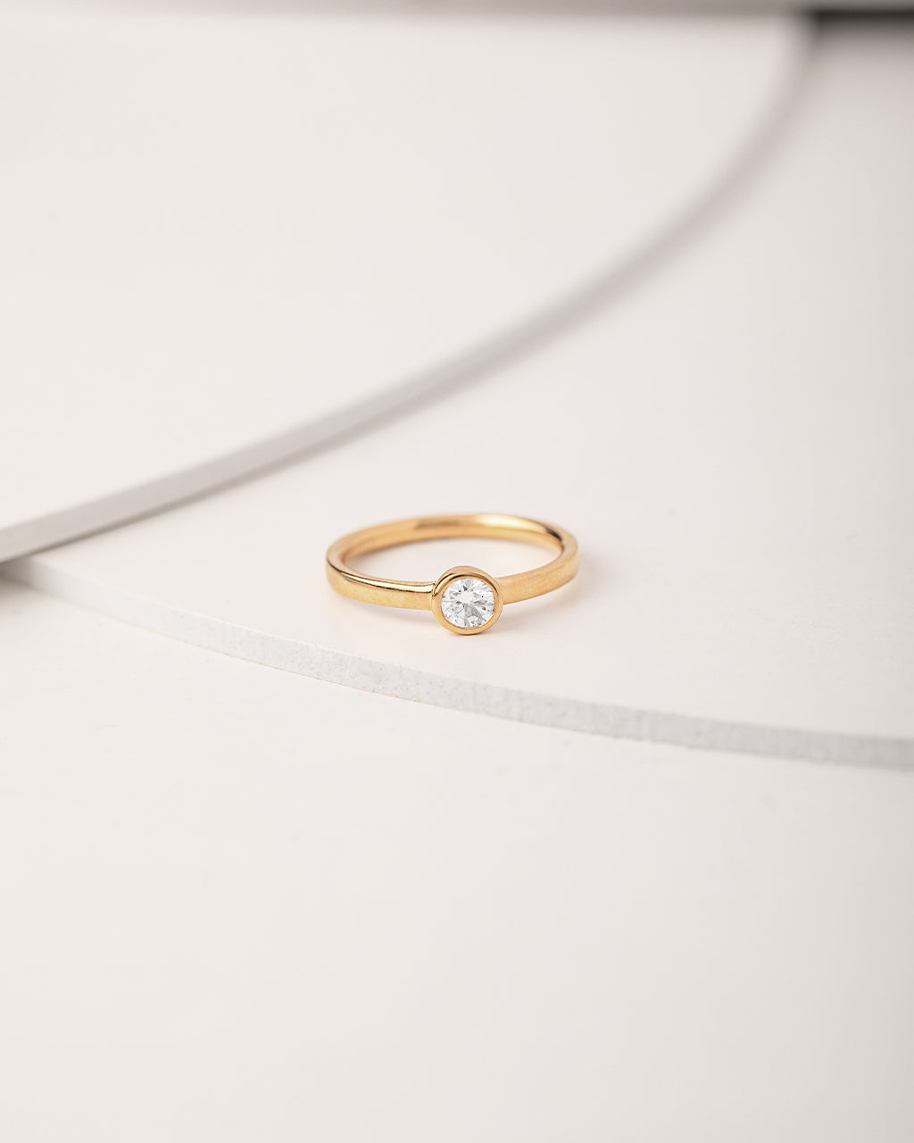Bezel Solitaire Ring, 14K Solid Gold, 1/3 ct Lab Grown Diamond-5