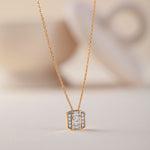 Elegant Octa Cluster Diamond Necklace, 14K Solid Gold, 1/3 ct Lab Grown Diamond-6
