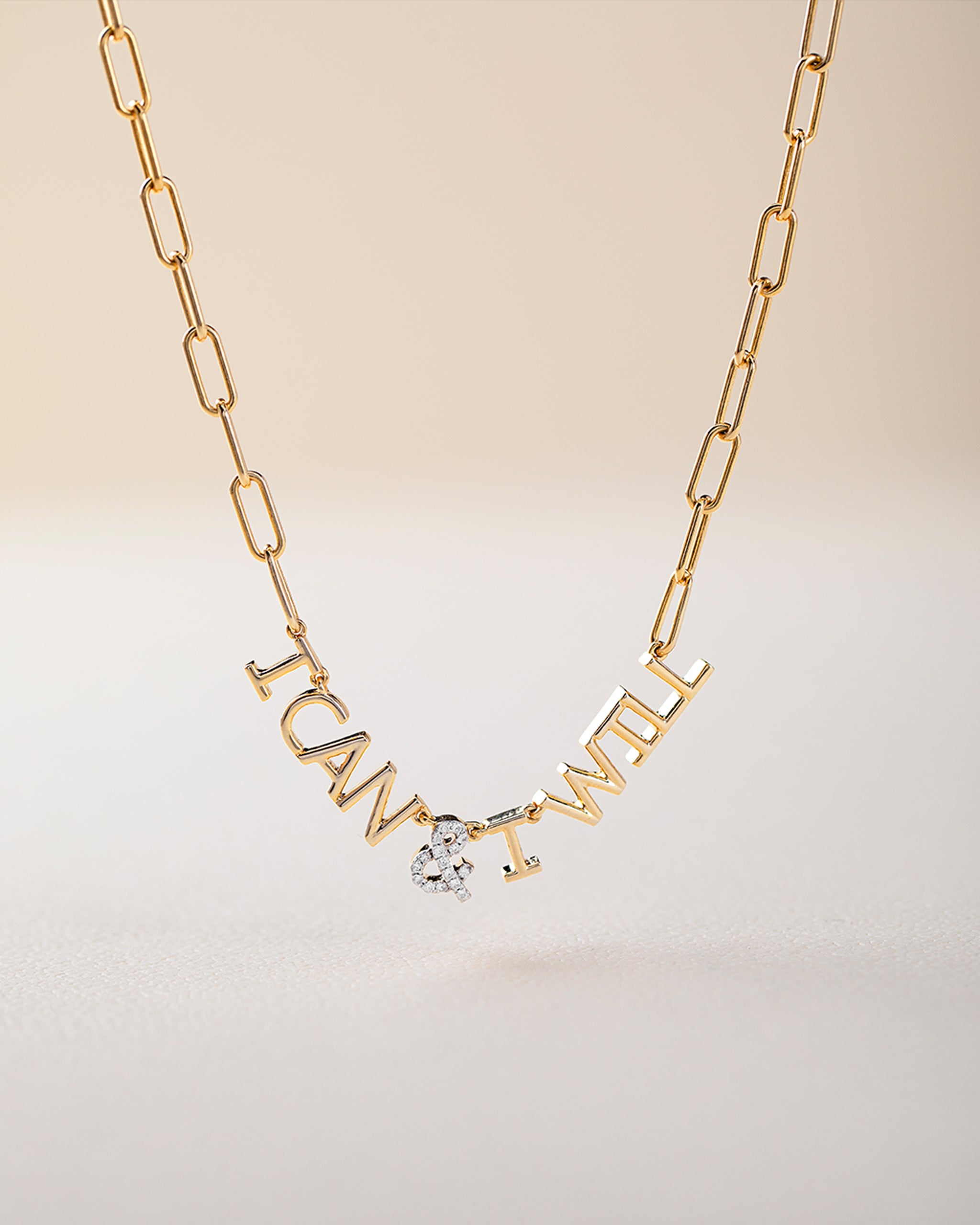I Can & I Will Diamond Paperclip Necklace, 14K Solid Gold, 1/10 ct Lab Grown Diamond-6