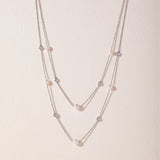 Layered Pearl Diamond Station Necklace