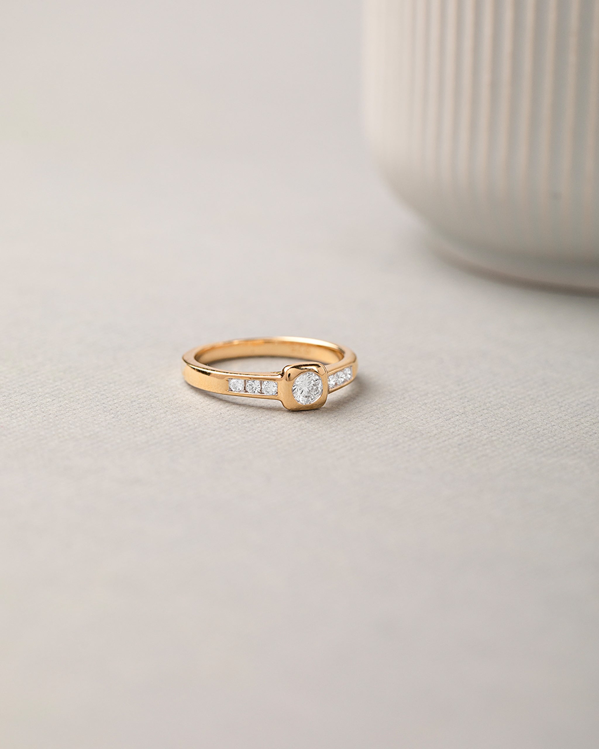 Square Solitaire Ring, 14K Gold Vermeil, 1/3 ct Lab Grown Diamond-5