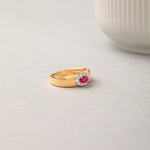 Created Ruby Halo Diamond Band, 14K Gold Vermeil, 1/6 ct Lab Grown Diamond-5