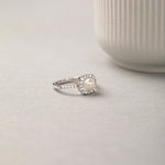Classic Cushion Pearl Diamond Ring, 14K Solid Gold, 1/3 ct Lab Grown Diamond-5