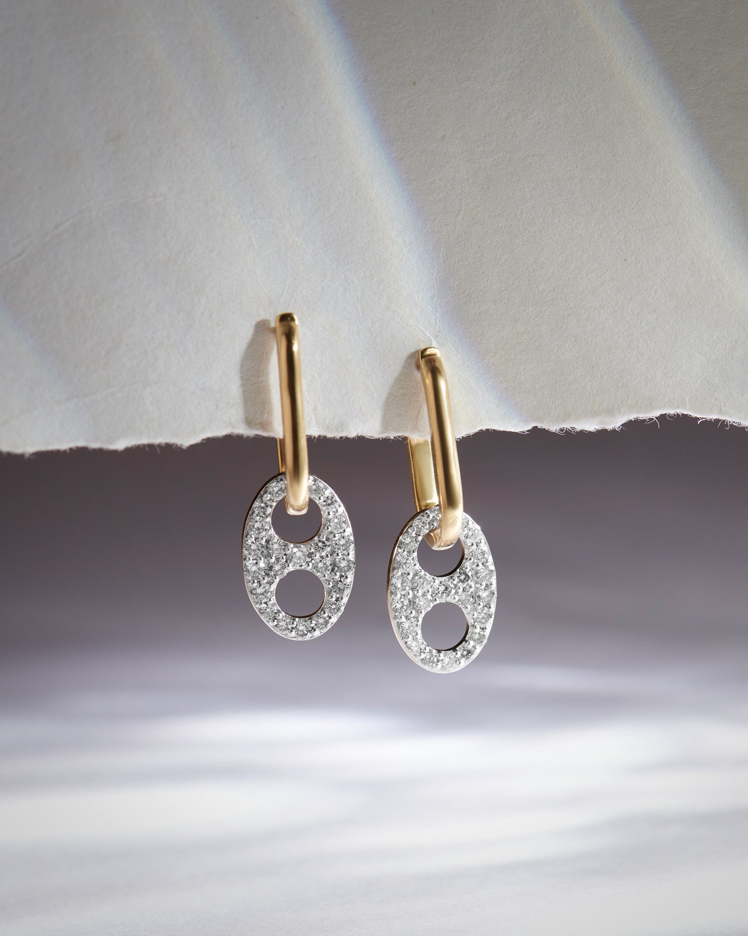 Soda Tab Hoops, 14K Solid Gold, 1/2 ct Lab Grown Diamond-6