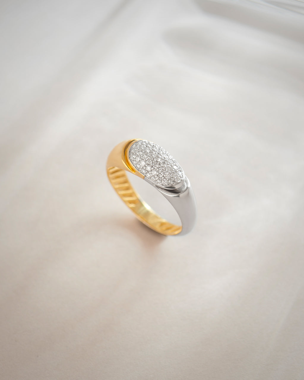 Two-Tone Dome Ring, 14K Gold Vermeil, 1/3 ct Lab Grown Diamond-7