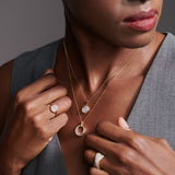 Hollow Circle Diamond Necklace, 14K Solid Gold, 1/2 ct Lab Grown Diamond-2