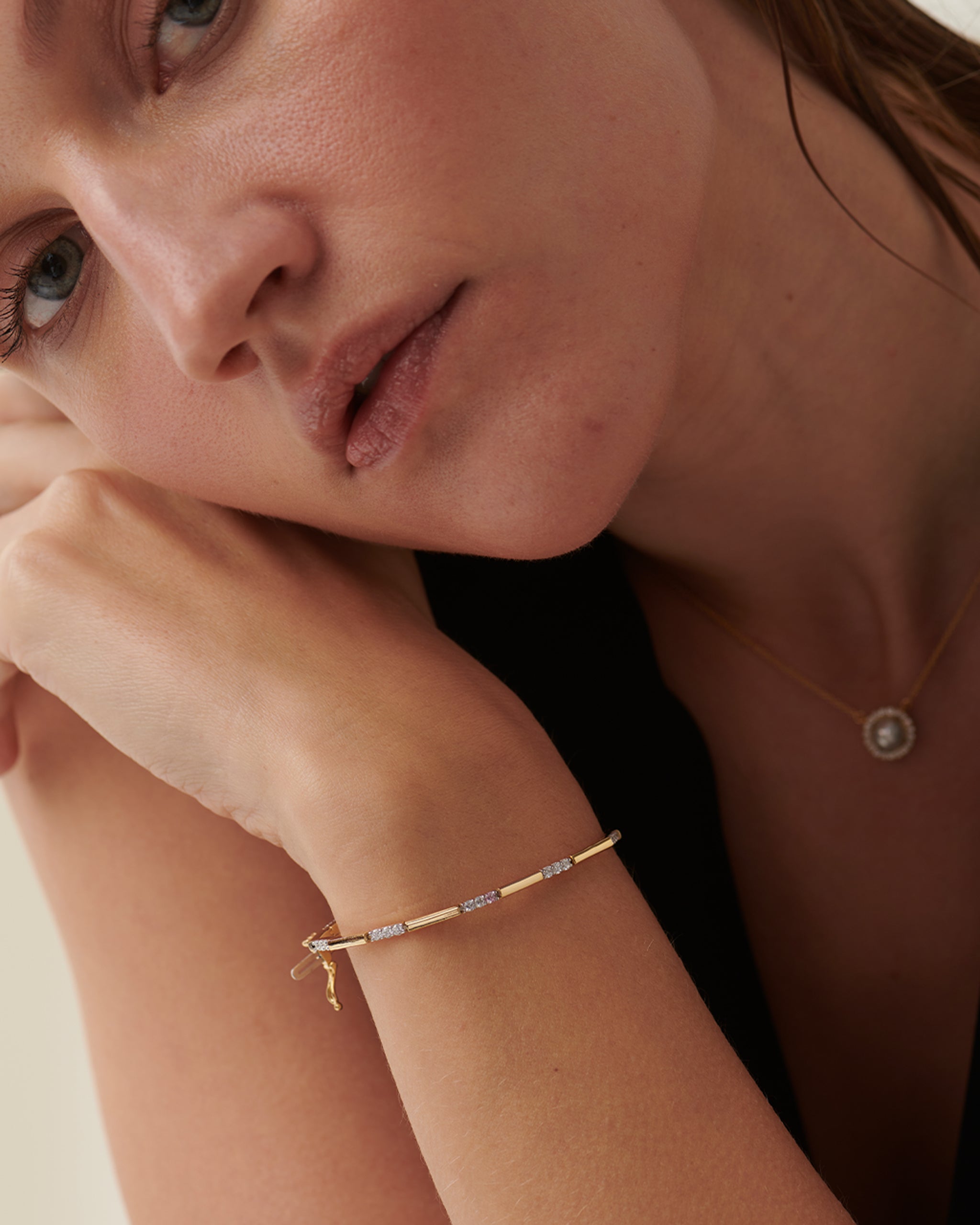 Station Bar Diamond Link Bracelet, 14K Gold Vermeil, 1 ct Lab Grown Diamond-2