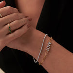 Love Diamond Paperclip Bracelet, 14K Solid Gold, 1/4 ct Lab Grown Diamond-2