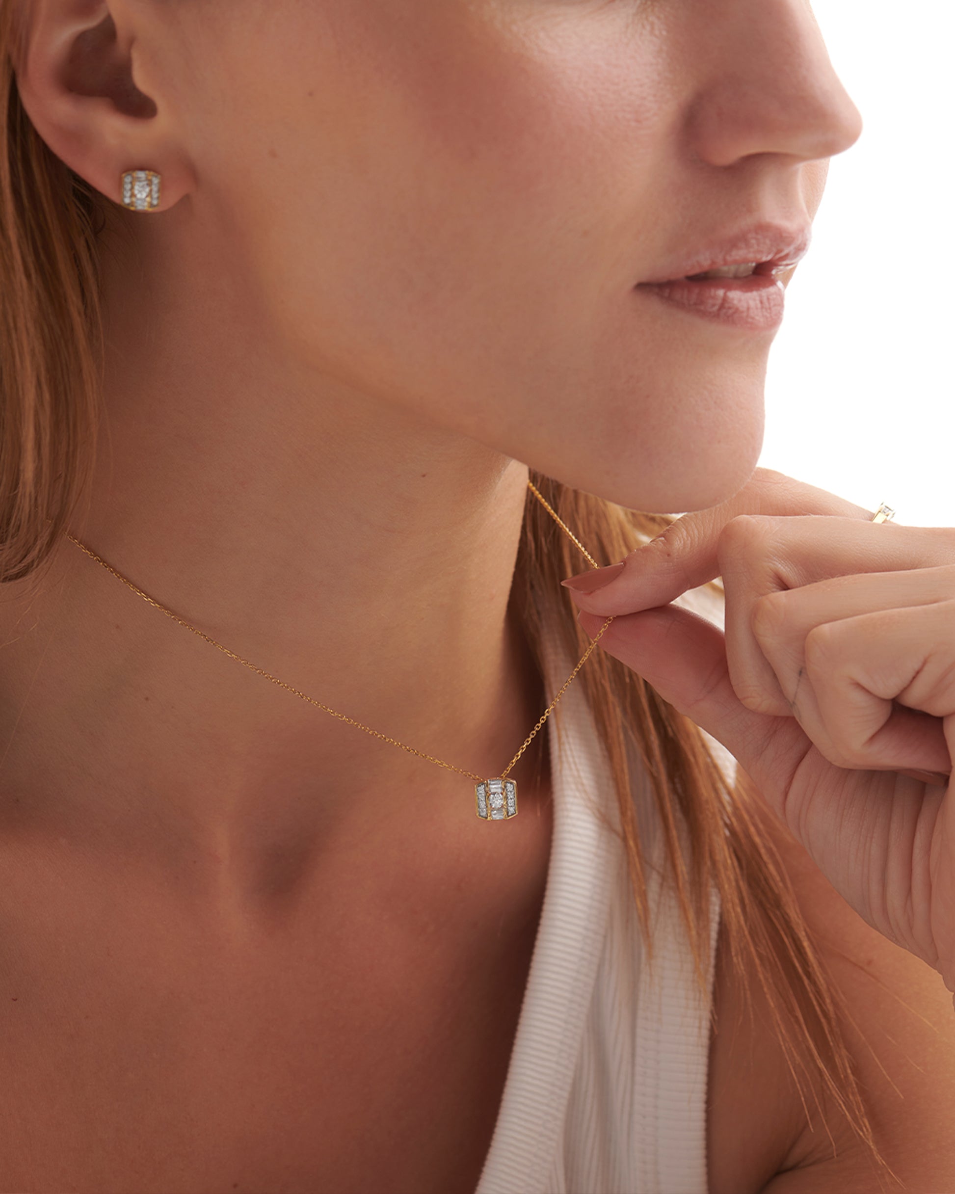 Elegant Octa Cluster Diamond Necklace, 14K Solid Gold, 1/3 ct Lab Grown Diamond-2