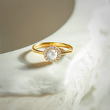 Classic Pearl Diamond Ring, 14K Gold Vermeil, 1/10 ct Lab Grown Diamond-6
