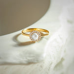 Classic Pearl Diamond Ring, 14K Solid Gold, 1/10 ct Lab Grown Diamond-6