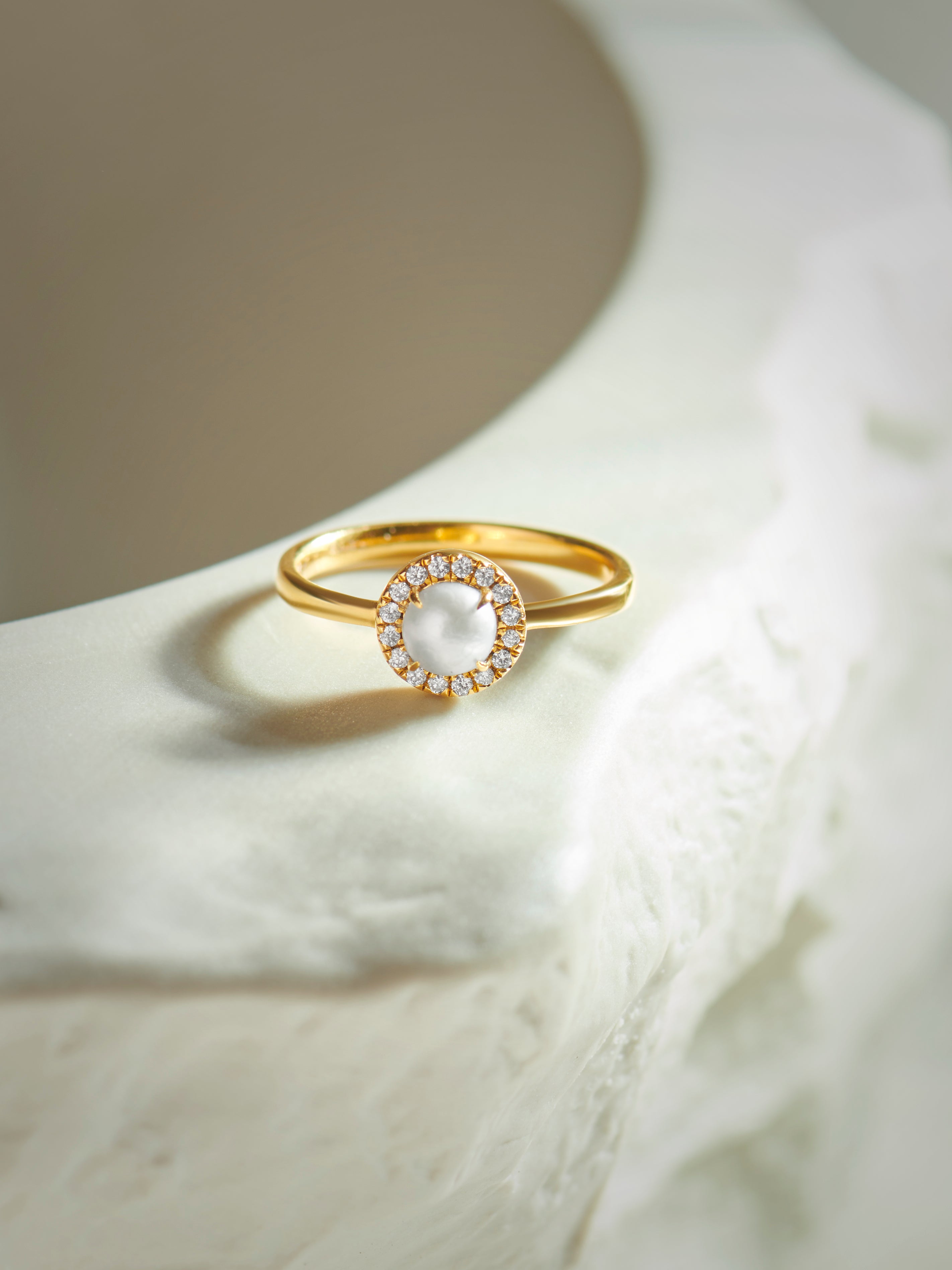 Classic Pearl Diamond Ring, 14K Solid Gold, 1/10 ct Lab Grown Diamond-6