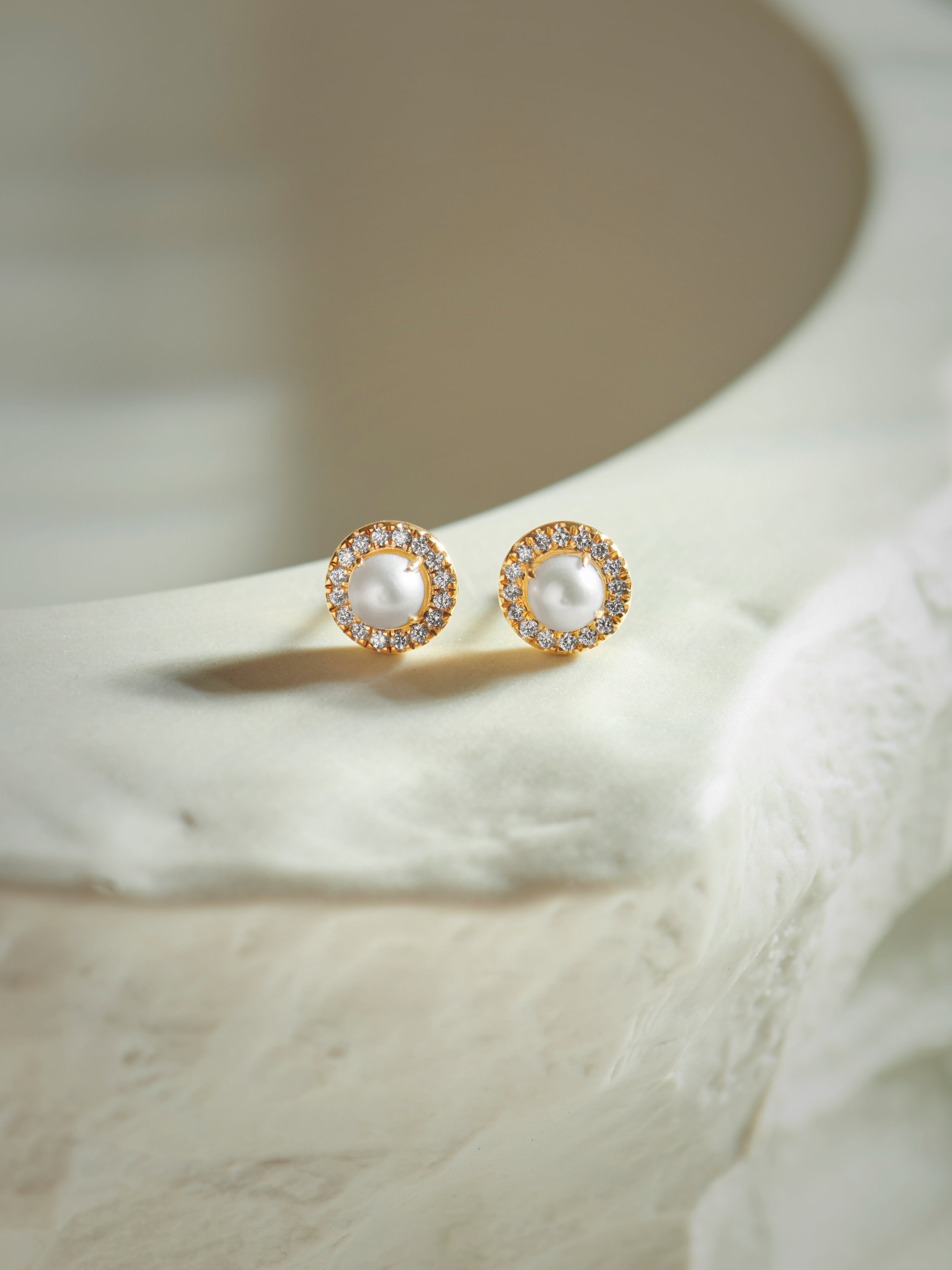 Classic Pearl Diamond Earrings, 14K Gold Vermeil, 1/5 ct Lab Grown Diamond-5