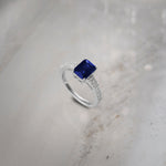 Created Sapphire & Diamond Ring, Sterling Silver, 1/4 ct Lab Grown Diamond-6