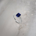 Created Sapphire & Diamond Ring, 14K Solid Gold, 1/4 ct Lab Grown Diamond-6