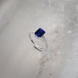 Created Sapphire & Diamond Ring, 14K Solid Gold, 1/4 ct Lab Grown Diamond-6