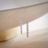 Diamond Threader Earrings, Sterling Silver, 1/4 ct Lab Grown Diamond-5