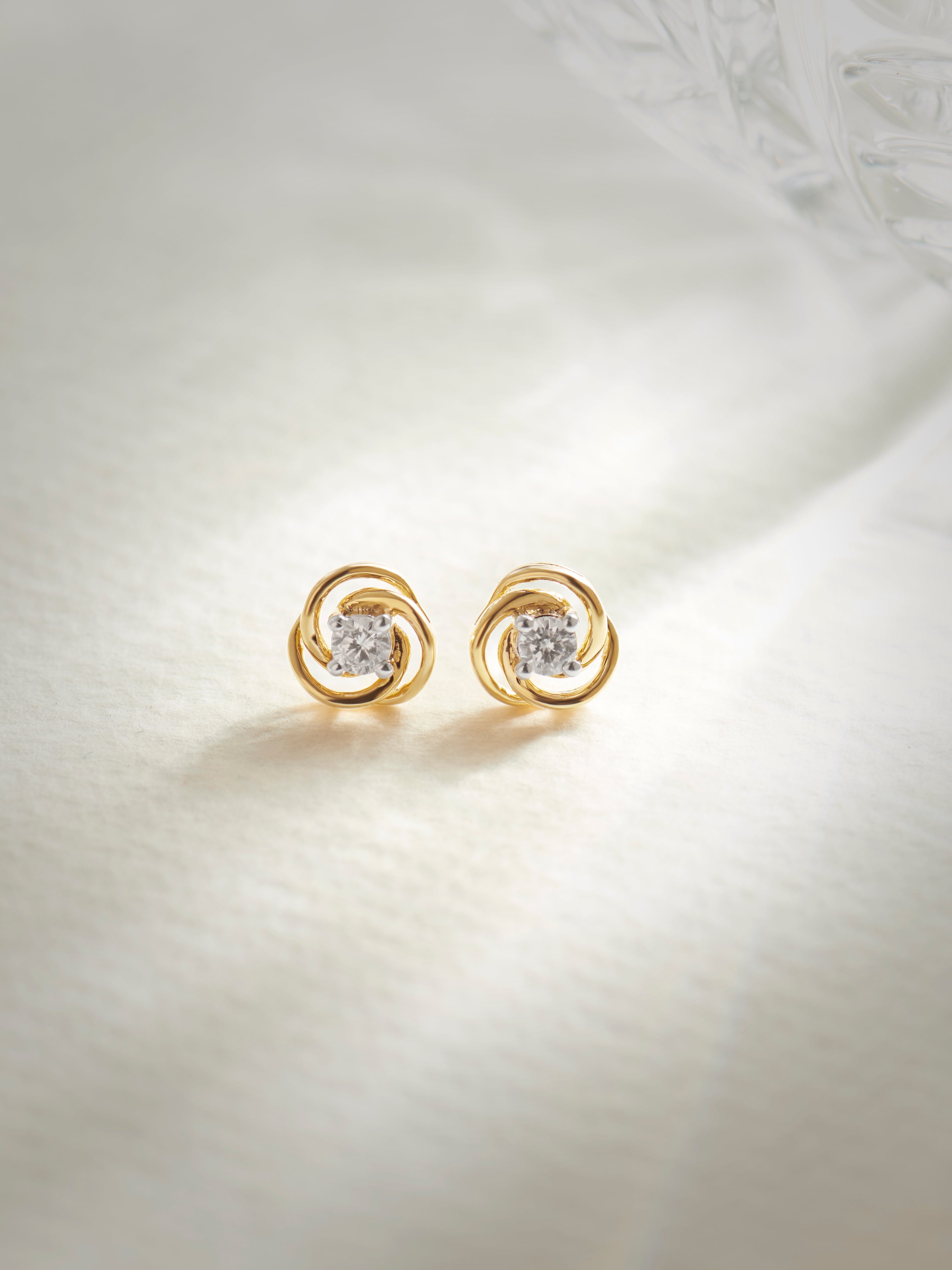 Floral Solitaires Earrings|14K Gold Vermeil Lab Grown