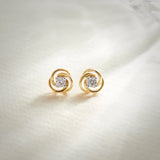 Floral Solitaire Studs, 14K Gold Vermeil, 1/4 ct Lab Grown Diamond-6