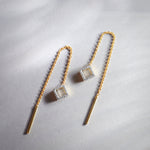 Square Threader Earrings, 14K Gold Vermeil, 1/10 ct Lab Grown Diamond-5