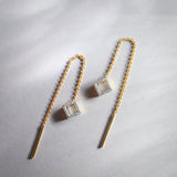 Square Threader Earrings, 14K Gold Vermeil, 1/10 ct Lab Grown Diamond-5