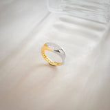 Two-Tone Bold Ring, 14K Solid Gold, 3/8 ct Lab Grown Diamond-5