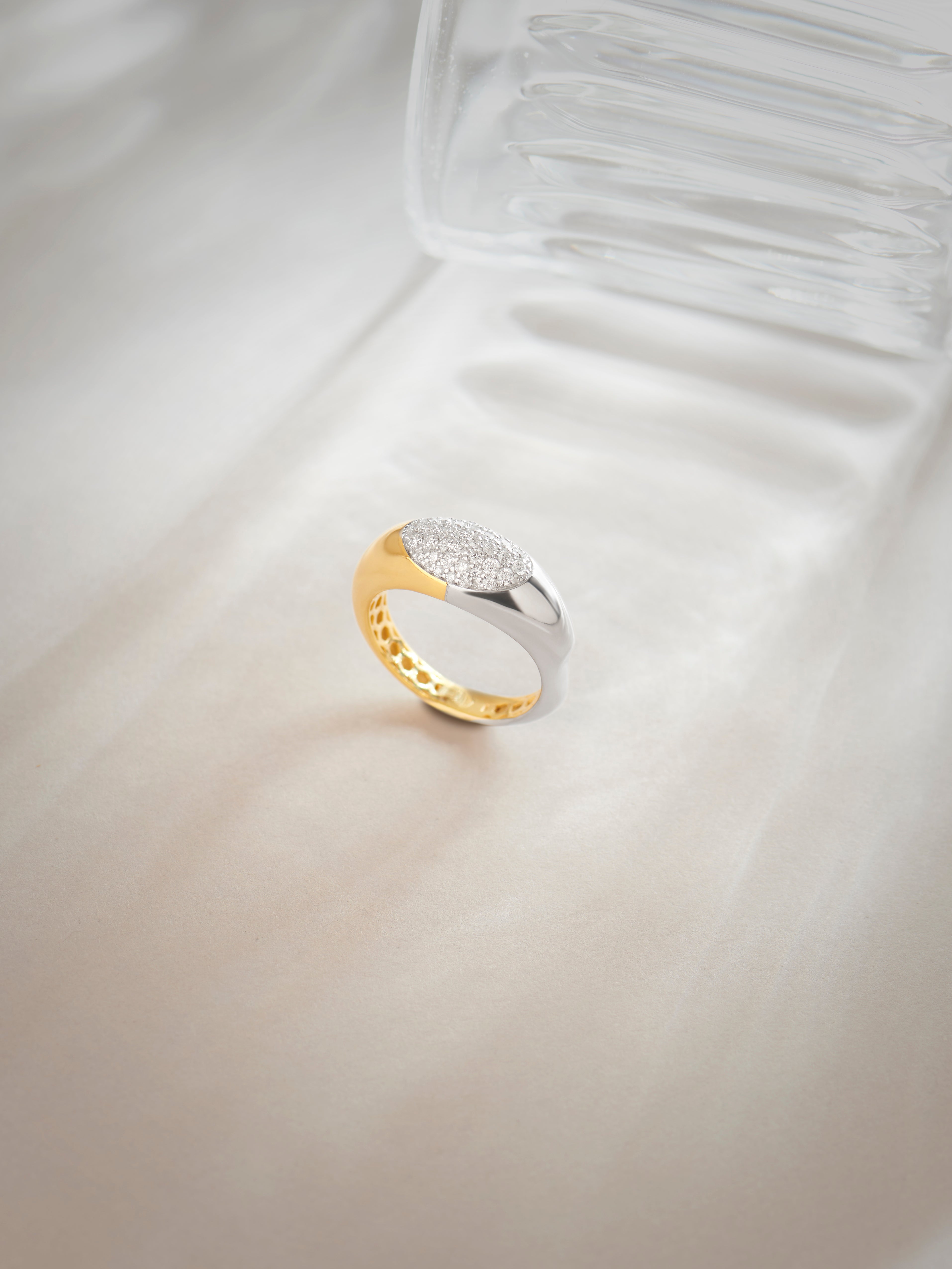 Two-Tone Bold Ring, 14K Solid Gold, 3/8 ct Lab Grown Diamond-5