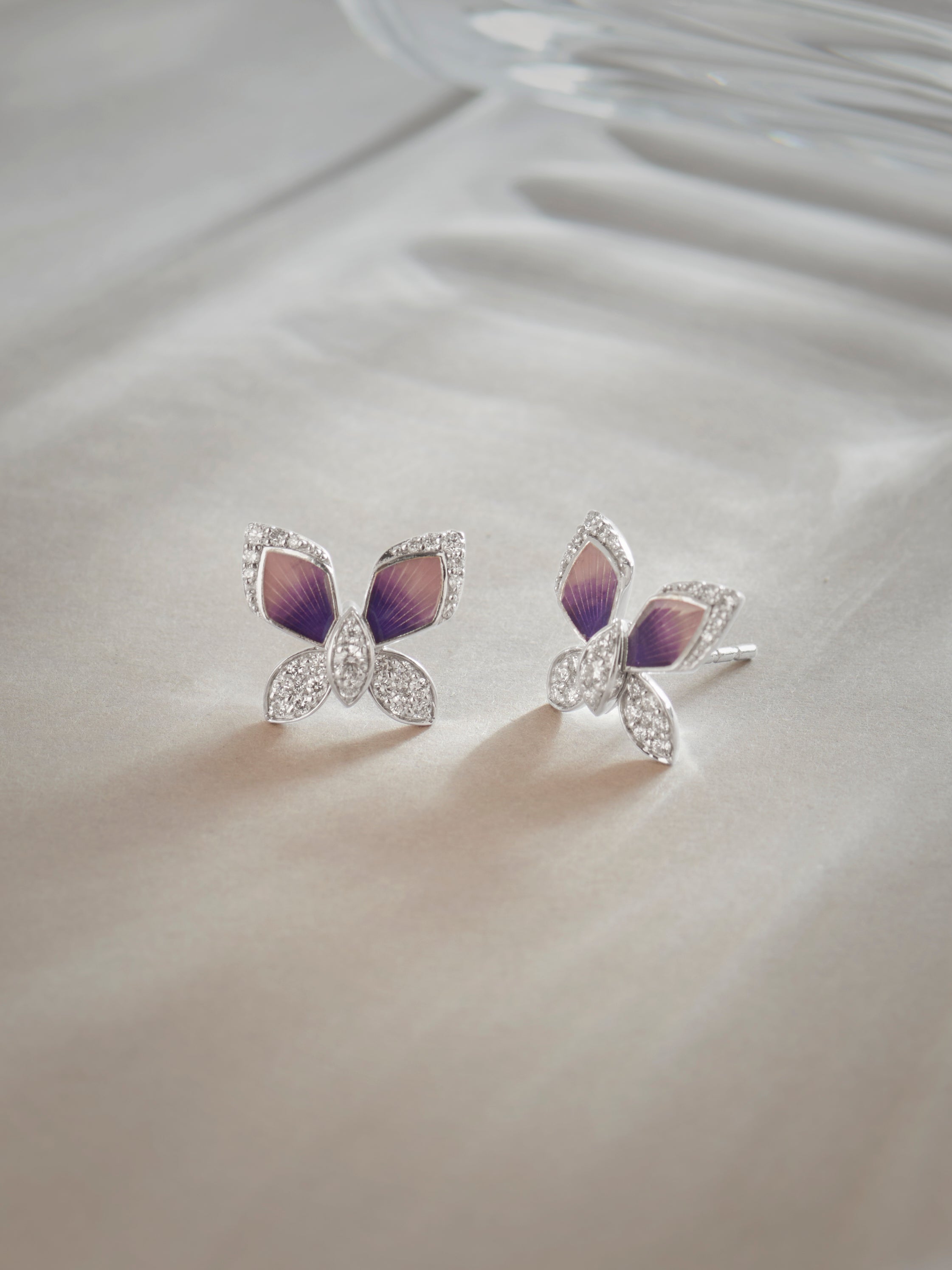 Butterfly Enamel Diamond Earrings