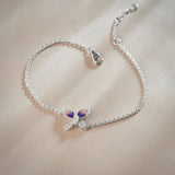 Butterfly Enamel Diamond Chain Bracelet, Sterling Silver, 1/5 ct Lab Grown Diamond-3