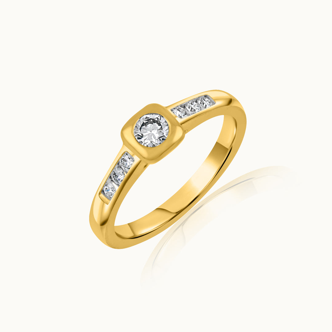 Square Solitaire Ring, 14K Gold Vermeil, 1/3 ct Lab Grown Diamond-3
