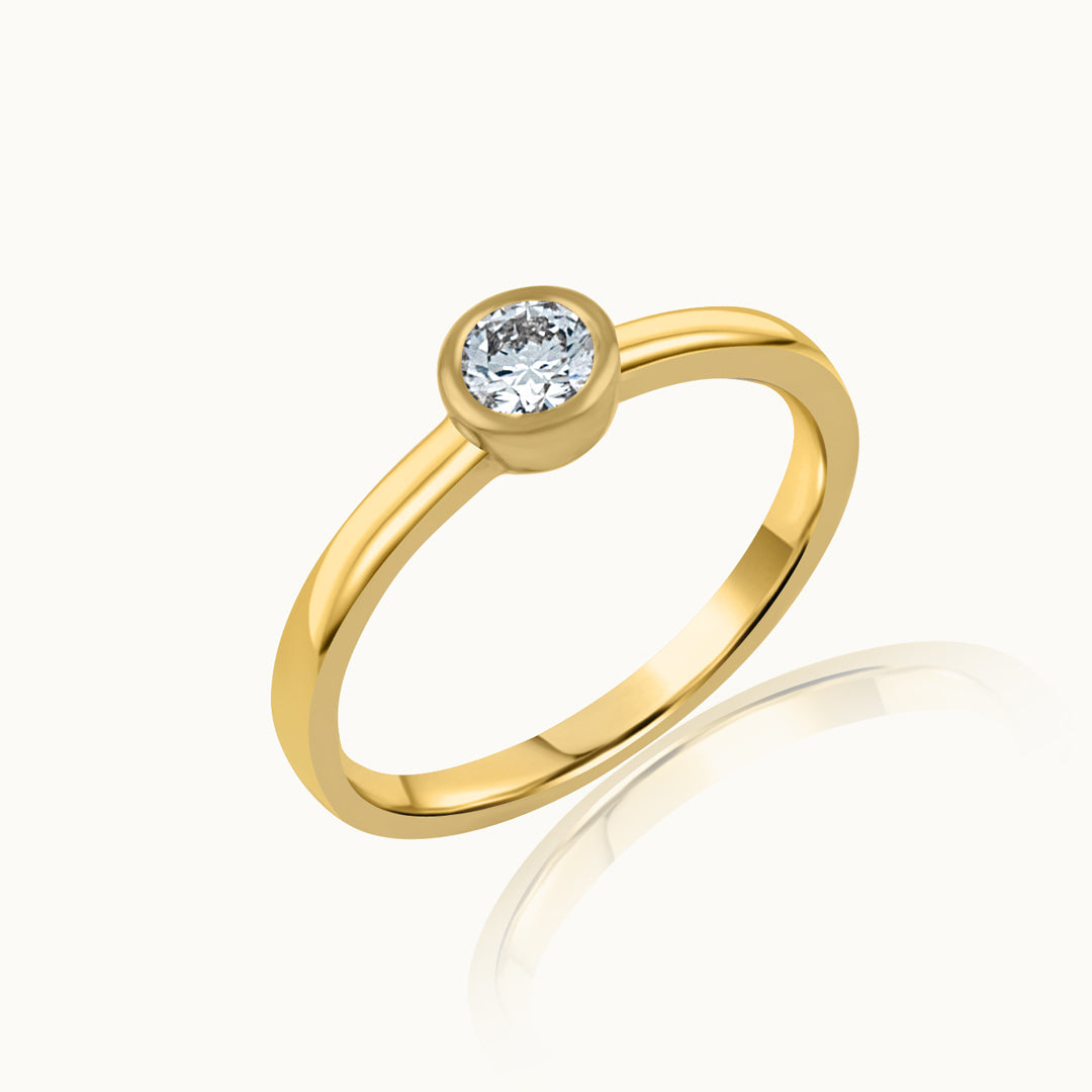 Bezel Solitaire Ring, 14K Solid Gold, 1/3 ct Lab Grown Diamond-3