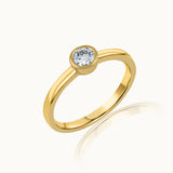 Bezel Solitaire Ring, 14K Solid Gold, 1/3 ct Lab Grown Diamond-3