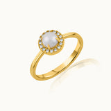 Classic Pearl Diamond Ring, 14K Solid Gold, 1/10 ct Lab Grown Diamond-3